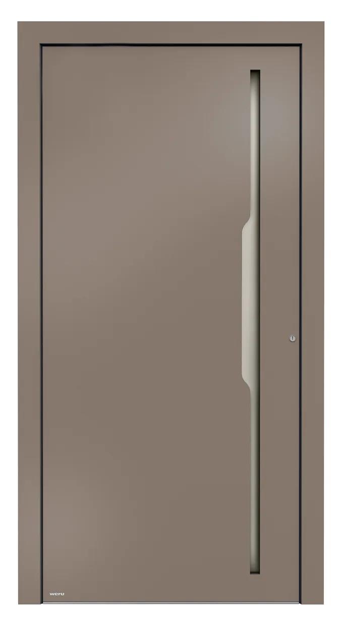 WERU ATRIS Aluminium-Haustür Modern Modell H11063 mit Griffmulde in Beigegrau