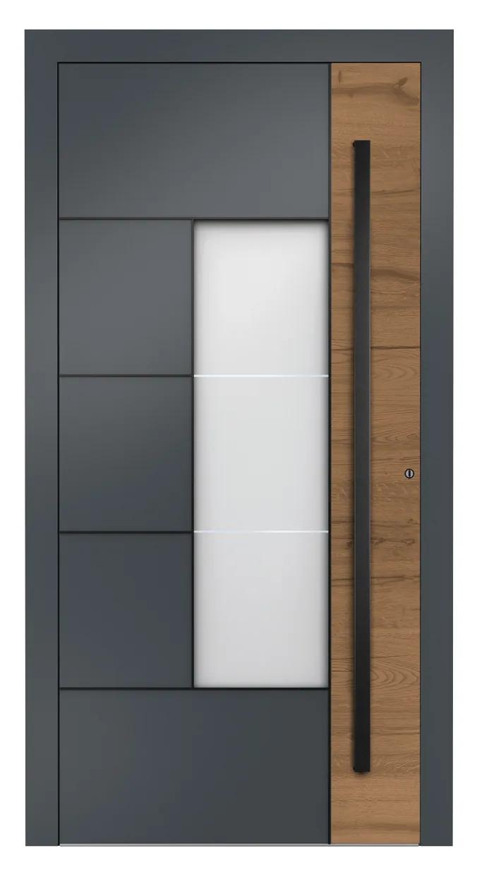 WERU ATRIS Aluminium-Haustür Modern Modell H11092 mit Wildeiche sandgestrahlt